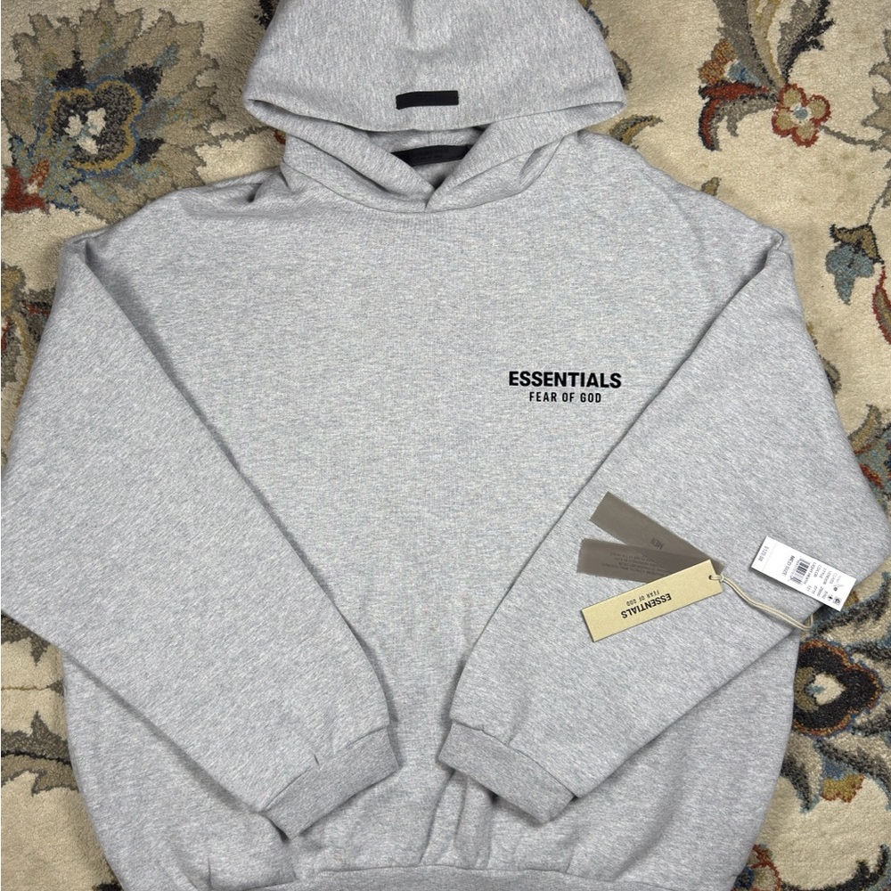 Fear of God Essentials Gray Hoodie – Classic Logo Pullover Sweatshirt (Unisex)